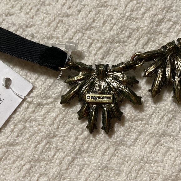 Bauble Bar Crystal Statement Necklace Art Deco Antique Finish Velvet Tie NWT - Picture 6 of 8